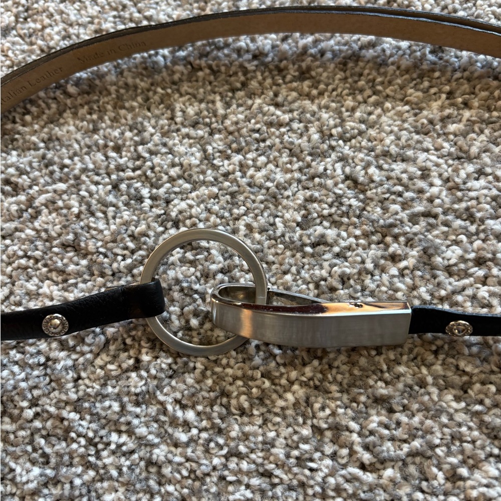 Chico's Black Adjustable Belt with Silver Accents